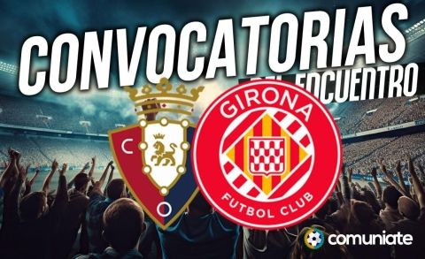 Jugadores convocados para el partido Osasuna y Girona. Jornada 31.