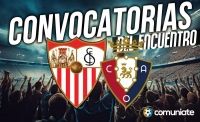Jugadores convocados para el partido Sevilla y Osasuna. Jornada 12.