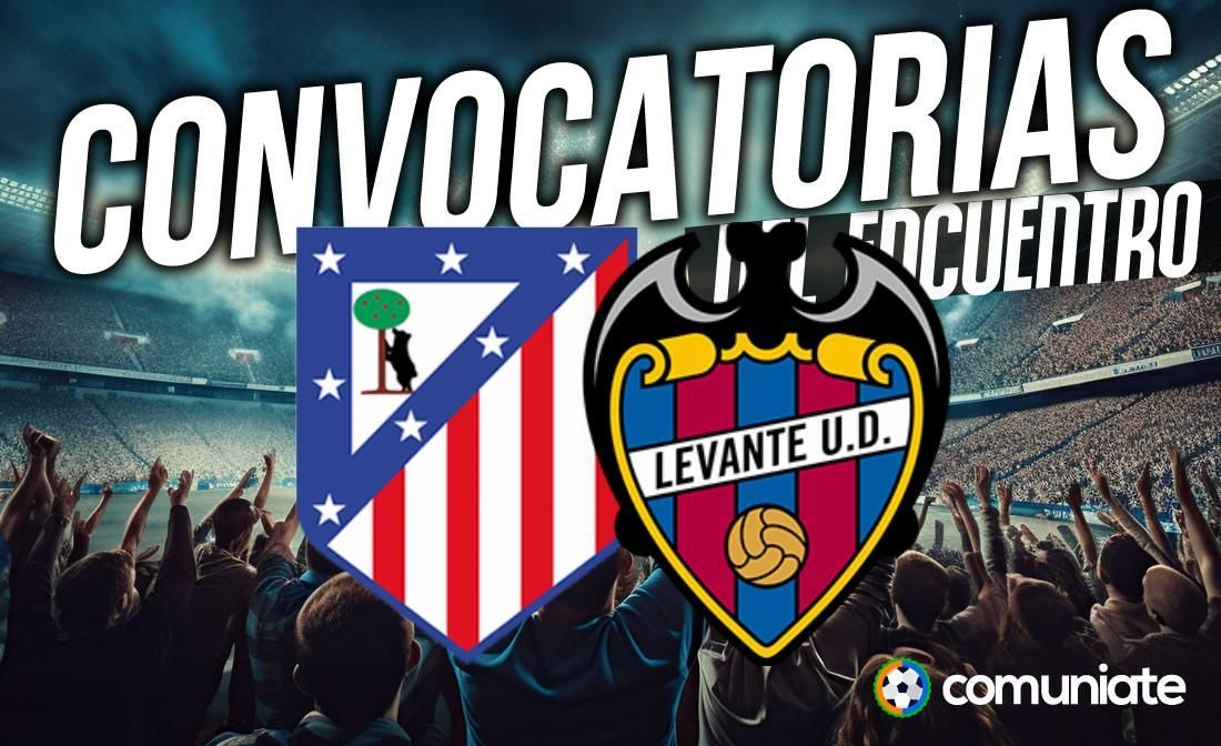 Jugadores convocados para el partido Atlético y Levante. Jornada 12.