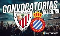 Jugadores convocados para el partido Athletic y Espanyol. Jornada 17.