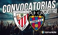 Jugadores convocados para el partido Athletic y Levante. Jornada 23.