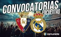 Jugadores convocados para el partido Osasuna y Real Madrid. Jornada 25.