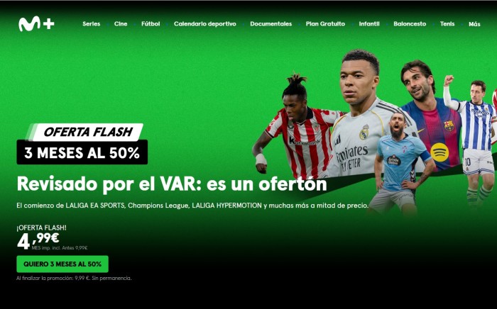 3 meses de fútbol, series y películas por solo 15 euros en Movistar Plus+