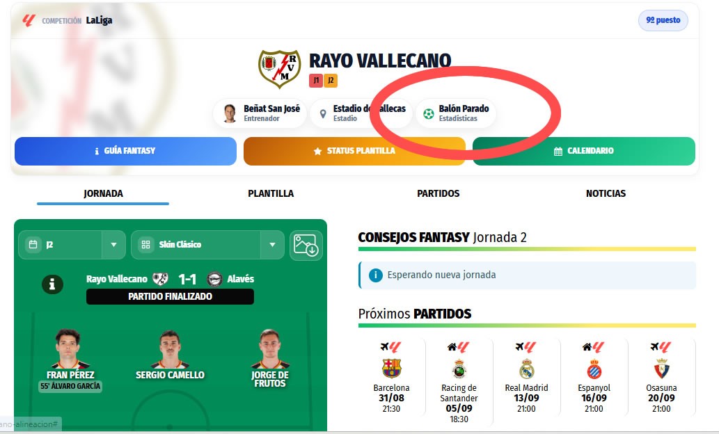 Grandes mejoras en estadísticas del Balón Parado en partidos y equipos de LaLiga