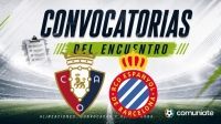 Players called up for Osasuna vs Espanyol. Matchday 5.