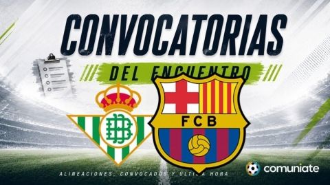 Jugadores convocados para el partido Betis y Barcelona. Jornada 9.