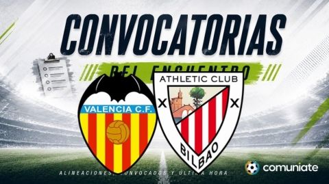 Jugadores convocados para el partido Valencia y Athletic Club. Jornada 9.